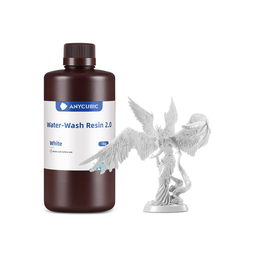 3dfactorylb water washable resin 1kg bottle, white resin for 3D printing, with clean and smooth surface finish visible in the image.
