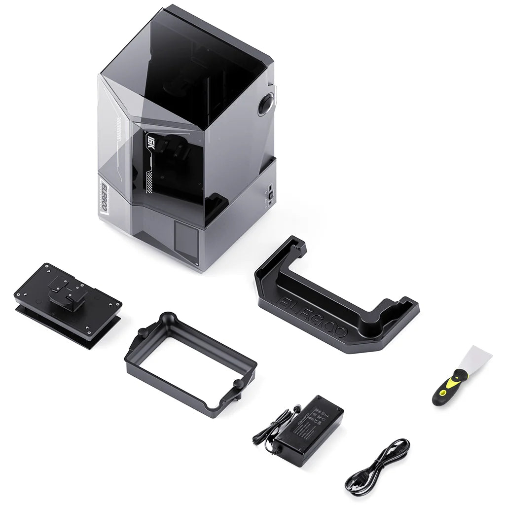 Box contents of the Elegoo Saturn 4 Ultra 16K Resin 3D Printer by 3dfactorylb, including the printer and accessories.