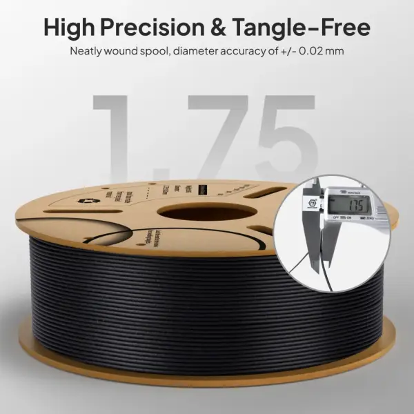 PLA-CF Filament 1.75mm Black 1KG - PLA-CF Black - Image 2